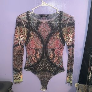 Long sleeve see-through body suit